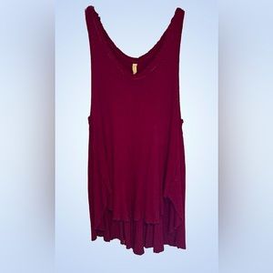 Free People Intimately Burgundy High Low Top